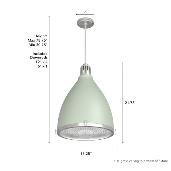 Hunter Bluff View 3 Light 16 Inch Pendant in Soft Sage