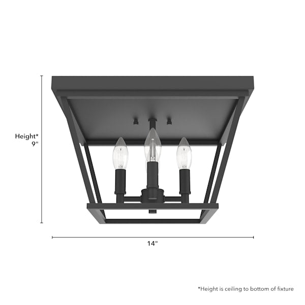 Hunter Laurel Ridge 4 Light Flush Mount in Natural Iron