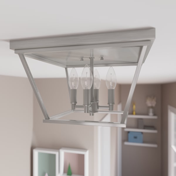 Hunter Laurel Ridge 4 Light Flush Mount in Brushed Nickel