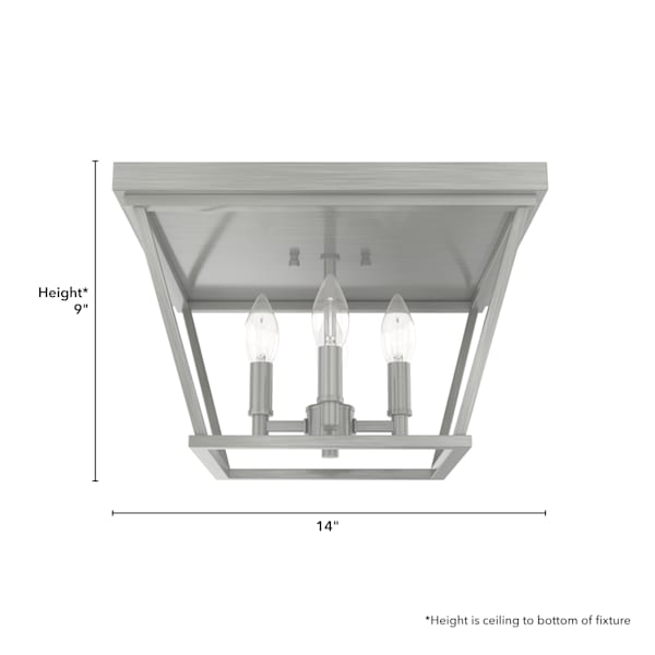 Hunter Laurel Ridge 4 Light Flush Mount in Brushed Nickel