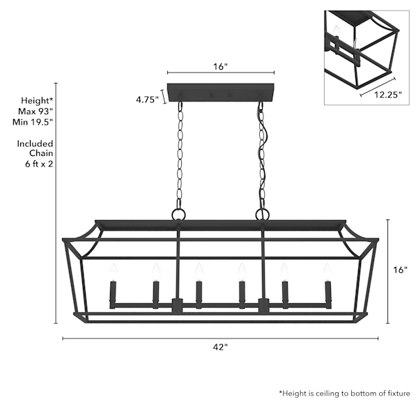 Hunter Laurel ridge 6 Light Linear Chandelier in Natural Iron