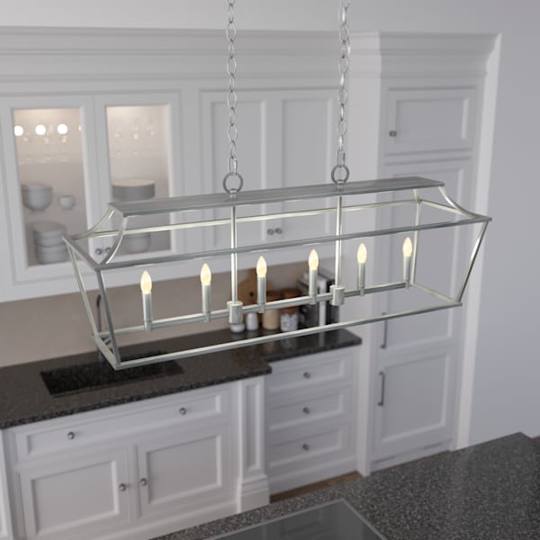 Hunter Laurel Ridge 6 Light Linear Chandelier in Brushed Nickel