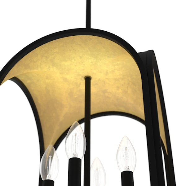 Hunter Dukestown 4 Light Lantern 12 Inch Pendant in Natural Iron with Gold Leaf