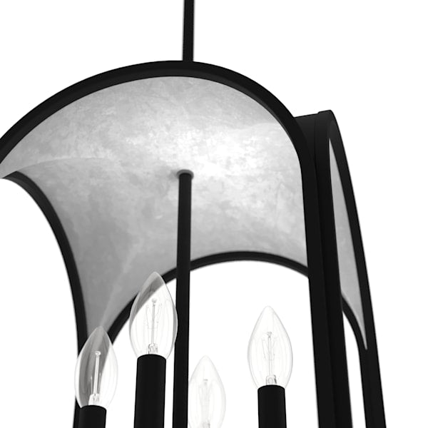Hunter Dukestown 4 Light Lantern 12 Inch Pendant in Natural Iron with Silver Leaf