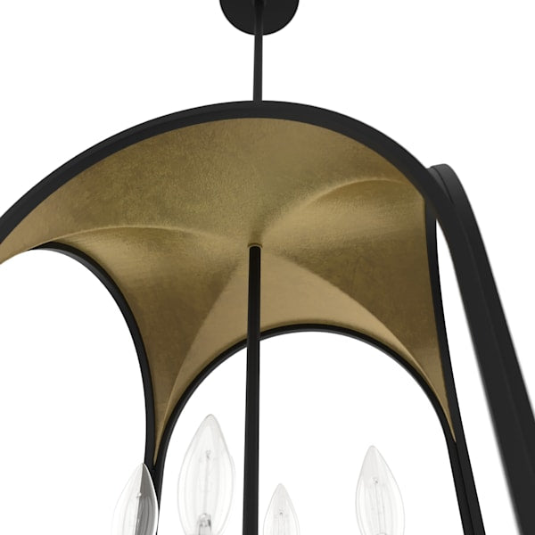 Hunter Dukestown 4 Light Lantern 15 Inch Pendant in Natural Iron with Gold Leaf