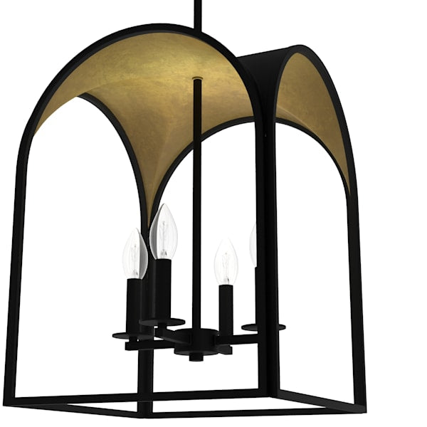 Hunter Dukestown 4 Light Lantern 15 Inch Pendant in Natural Iron with Gold Leaf