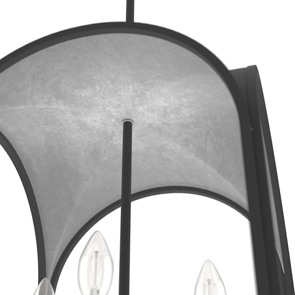 Hunter Dukestown 4 Light Lantern 15 Inch Pendant in Natural Iron with Silver Leaf