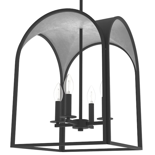 Hunter Dukestown 4 Light Lantern 15 Inch Pendant in Natural Iron with Silver Leaf
