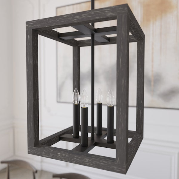 Hunter Squire Manor 4 Light 12 Inch Pendant in Matte Black