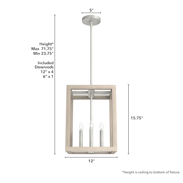 Hunter Squire Manor 4 Light 12 Inch Pendant in Brushed Nickel