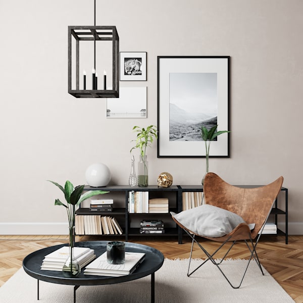 Hunter Squire Manor 4 Light 15 Inch Pendant in Matte Black