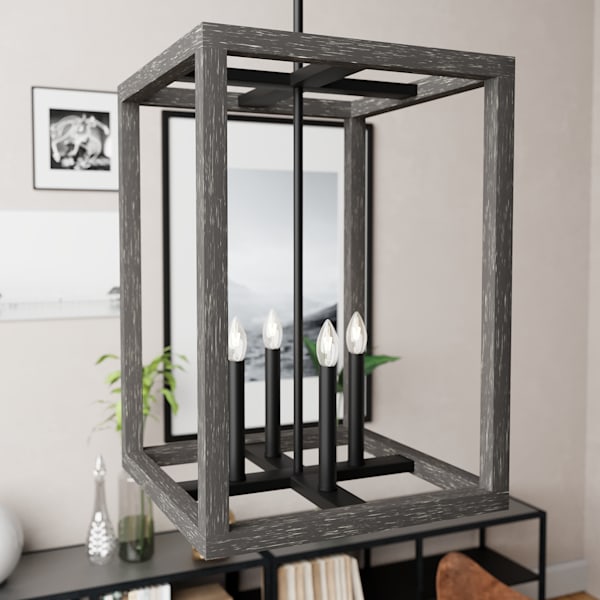 Hunter Squire Manor 4 Light 15 Inch Pendant in Matte Black