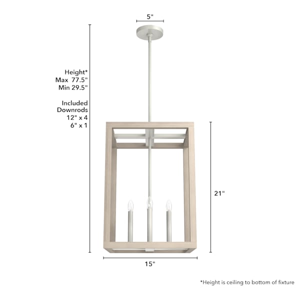 Hunter Squire Manor 4 Light 15 Inch Pendant in Brushed Nickel