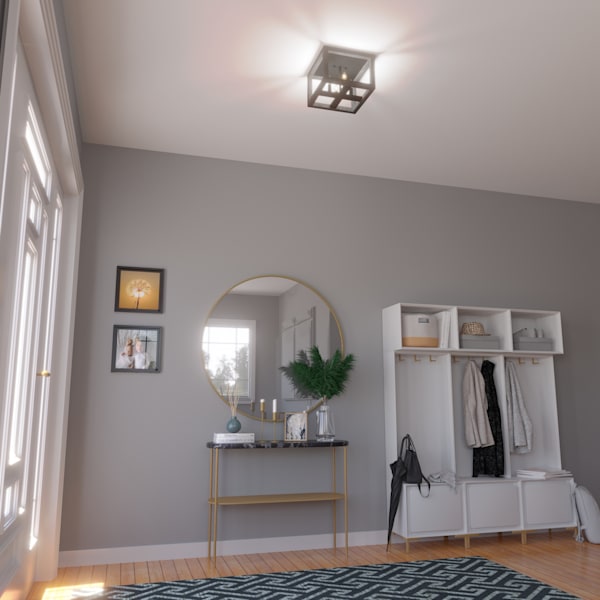 Hunter Squire Manor 4 Light Flush Mount - Matte Black/Dark Ash