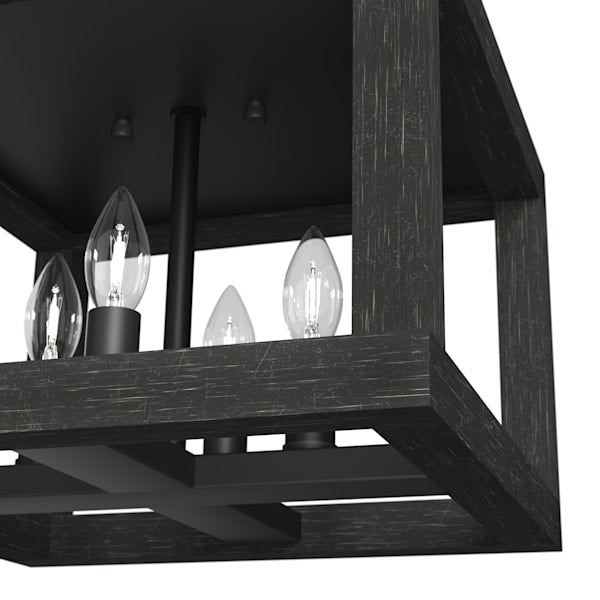 Hunter Squire Manor 4 Light Flush Mount - Matte Black/Dark Ash