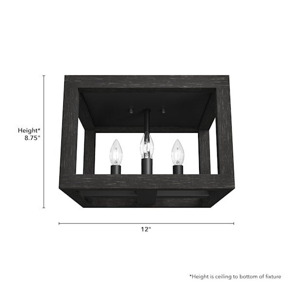 Hunter Squire Manor 4 Light Flush Mount - Matte Black/Dark Ash