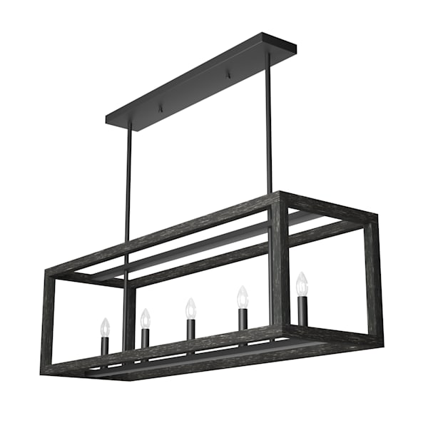 Hunter Squire Manor 5 Light Linear Chandelier in Matte Black/Dark Ash