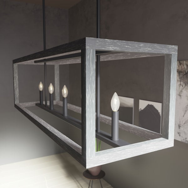 Hunter Squire Manor 5 Light Linear Chandelier in Matte Black/Dark Ash