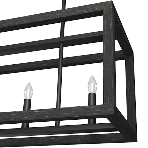 Hunter Squire Manor 5 Light Linear Chandelier in Matte Black/Dark Ash