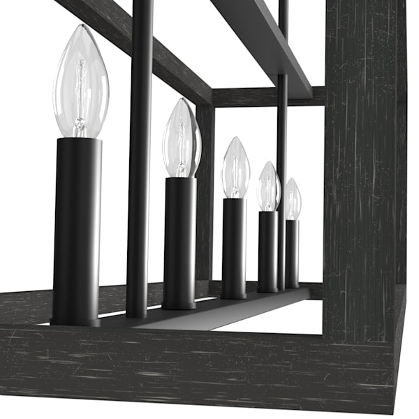 Hunter Squire Manor 5 Light Linear Chandelier in Matte Black/Dark Ash