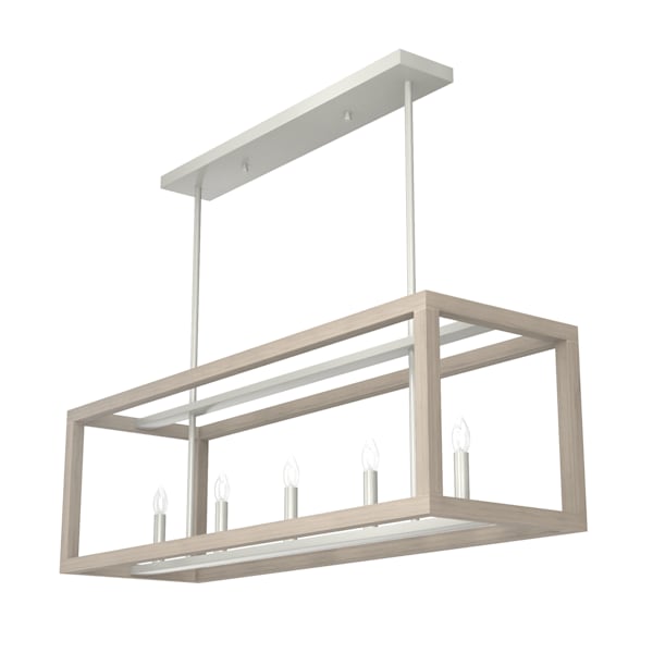Hunter Squire Manor 5 Light Linear Chandelier in Brushed Nickel