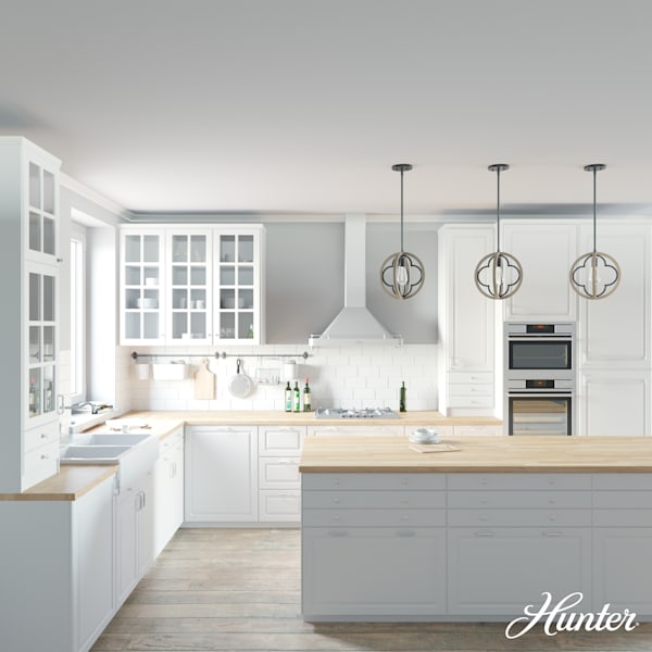 Hunter Gablecrest 1 Light 12 Inch Pendant in French Oak
