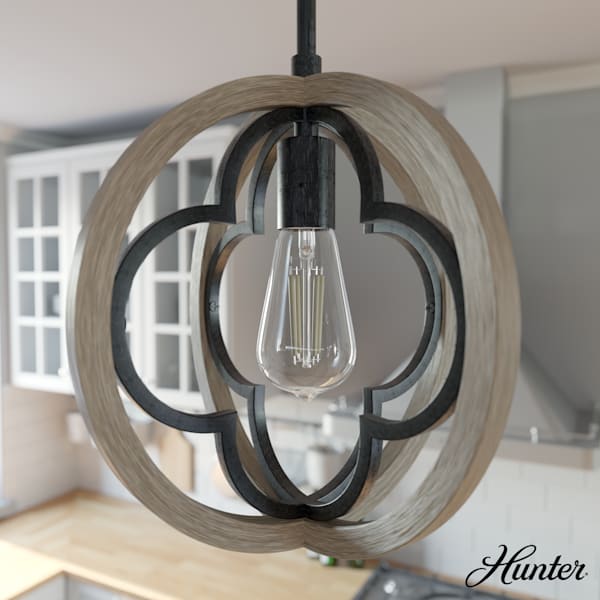 Hunter Gablecrest 1 Light 12 Inch Pendant in French Oak