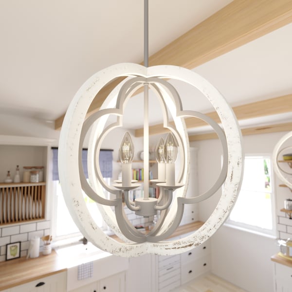 Hunter Gablecrest 4 Light 19 Inch Pendant in Painted Concrete