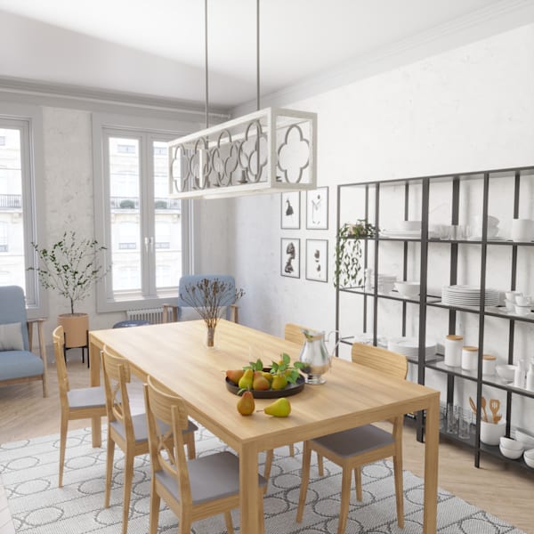 Hunter Gablecrest 4 Light Linear Chandelier in Painted Concrete