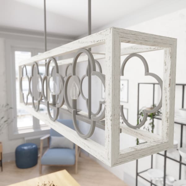 Hunter Gablecrest 4 Light Linear Chandelier in Painted Concrete