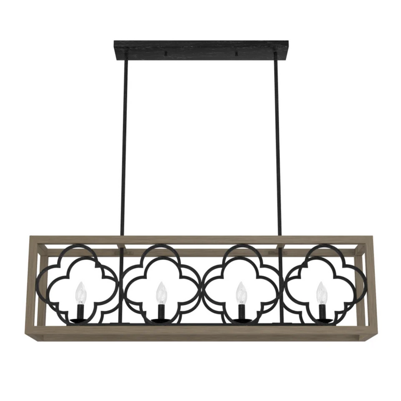 Hunter Gablecrest 4 Light Linear Chandelier in French Oak