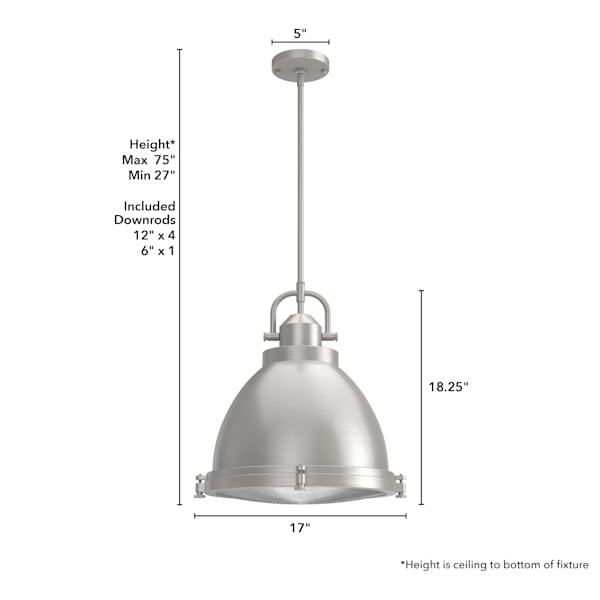 Hunter Bridgemoor 3 Light Pendant in Noble Bronze in Brushed Nickel
