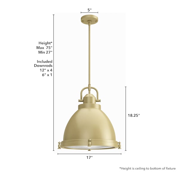 Hunter Bridgemoor 3 Light Pendant in Noble Bronze in Modern Brass