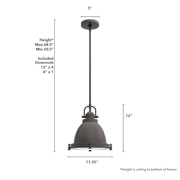 Hunter Bridgemoor 1 Light Pendant in Noble Bronze