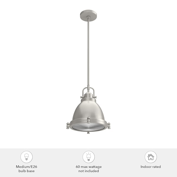 Hunter Bridgemoor 1 Light Pendant in Brushed Nickel