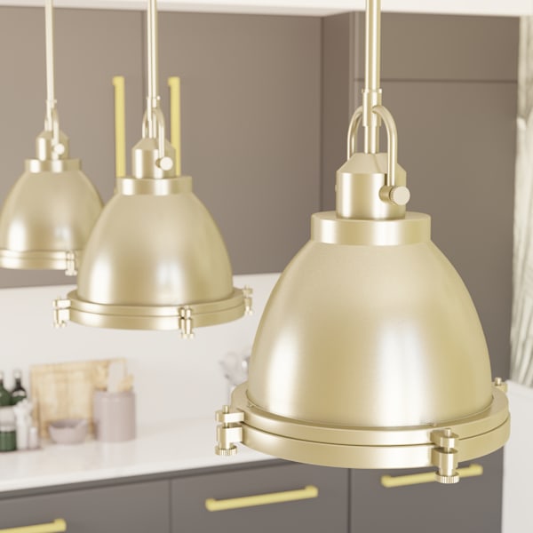 Hunter Bridgemoor 1 Light Pendant in Modern Brass