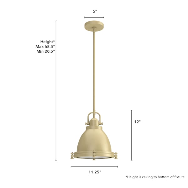 Hunter Bridgemoor 1 Light Pendant in Modern Brass