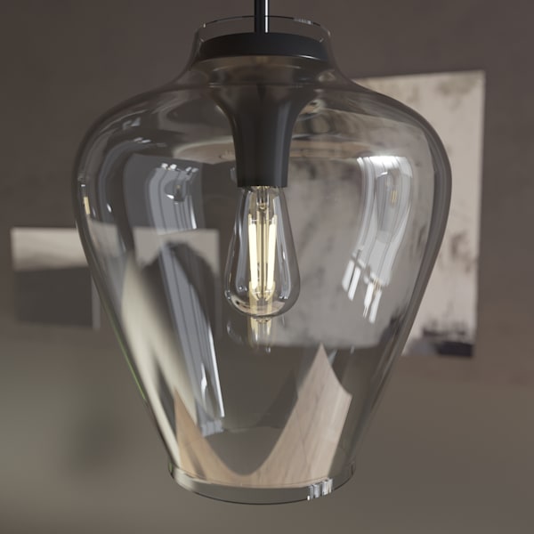 Hunter Vidria 1 Light Pendant in Matte Black