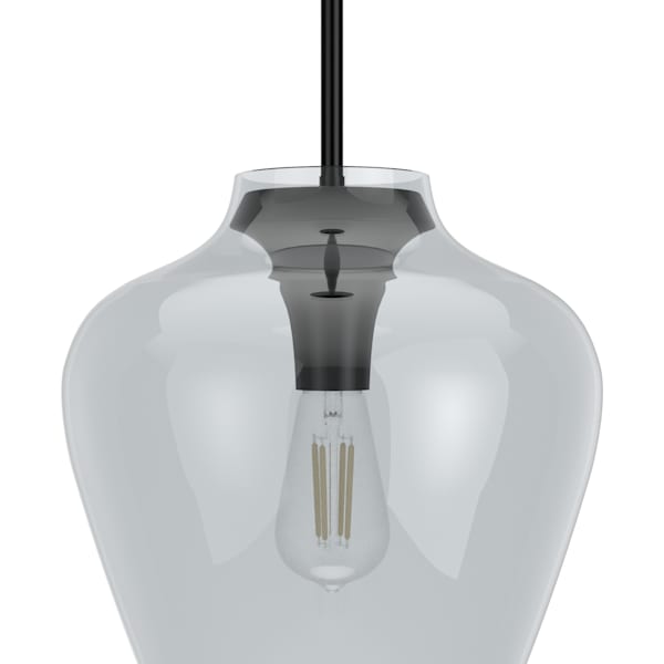 Hunter Vidria 1 Light Pendant in Matte Black