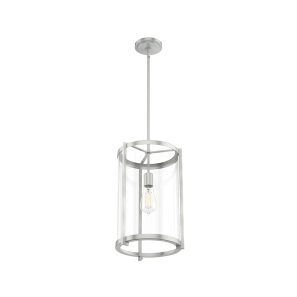 Hunter Astwood 1 Light Pendant in Brushed Nickel with Clear Glass