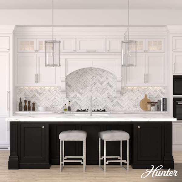Hunter Astwood 1 Light Pendant in Brushed Nickel with Clear Glass