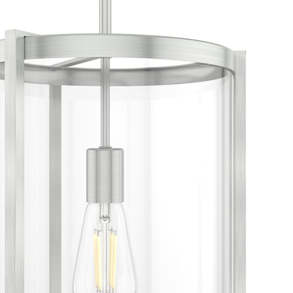 Hunter Astwood 1 Light Pendant in Brushed Nickel with Clear Glass