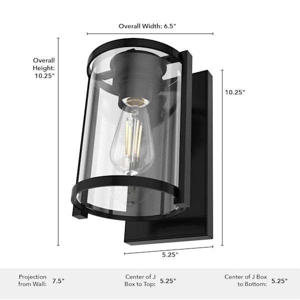 Hunter Astwood 1 Light Wall Sconce in  Matte Black