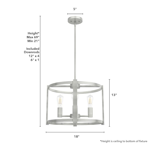 Hunter Astwood 4 Light Chandelier in Brushed Nickel