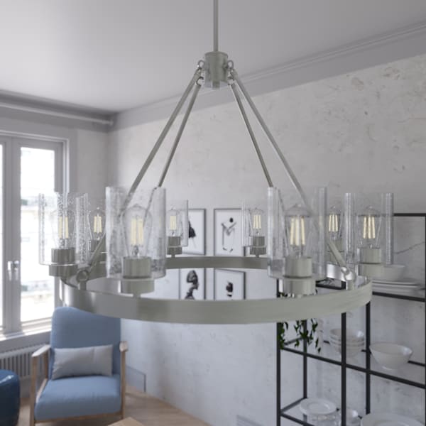 Hunter Hartland 8 Light Chandelier in Brushed Nickel
