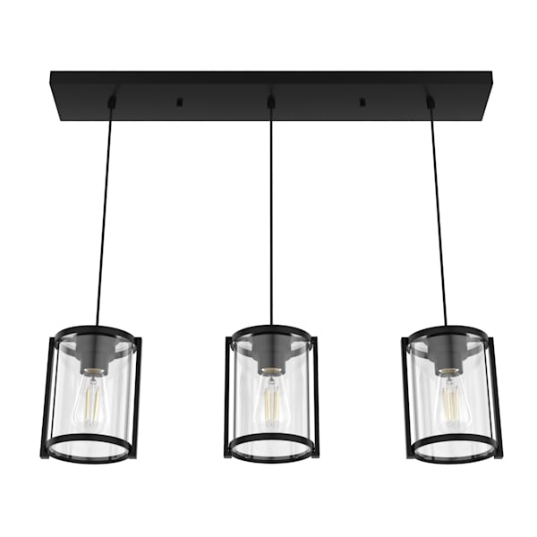 Hunter Astwood 3 Light Linear Chandelier in Matte Black
