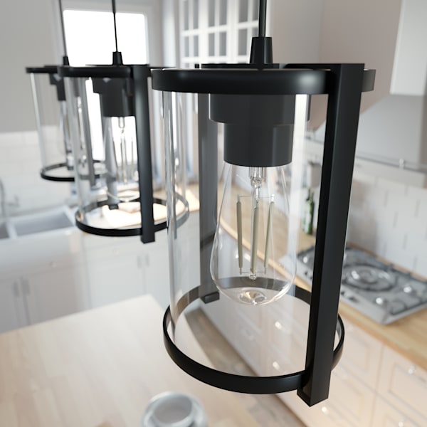 Hunter Astwood 3 Light Linear Chandelier in Matte Black