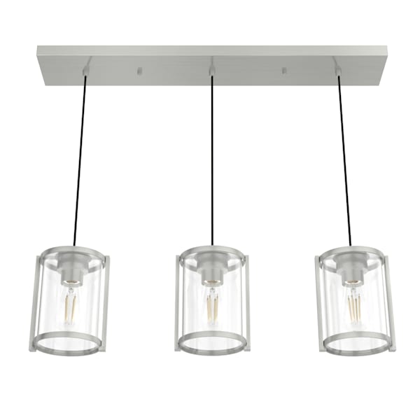 Hunter Astwood 3 Light Linear Chandelier in Brushed Nickel