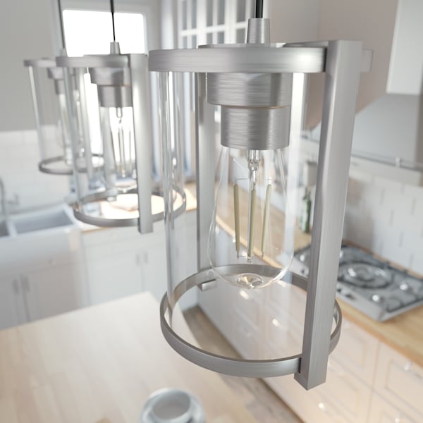 Hunter Astwood 3 Light Linear Chandelier in Brushed Nickel