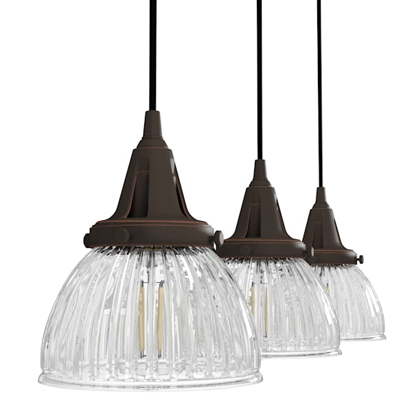 Hunter Cypress Grove 3 Light Linear Chandelier in Onyx Bengal